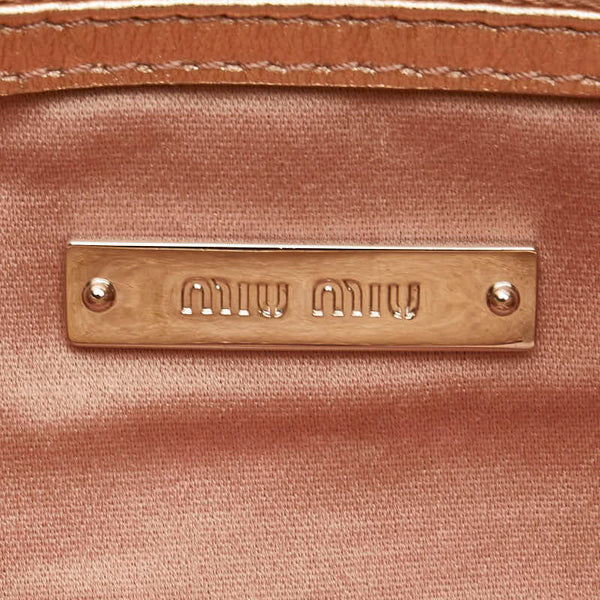 ミュウミュウ ナッパ クリスタル マテラッセ ハンドバッグ 5BD233 ピンク レザー レディース MIUMIU 【中古】