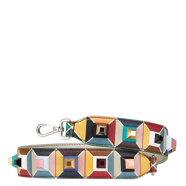 フェンディ ストラップユー スタッズ ショルダーストラップ マルチカラー レザー レディース FENDI 【中古】