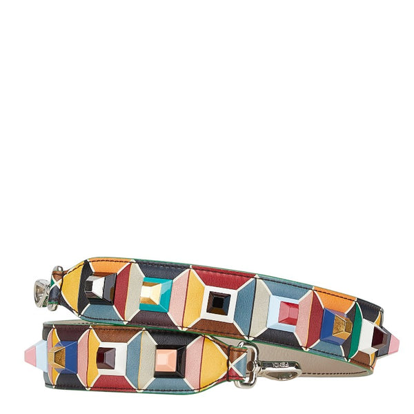 フェンディ ストラップユー スタッズ ショルダーストラップ マルチカラー レザー レディース FENDI 【中古】