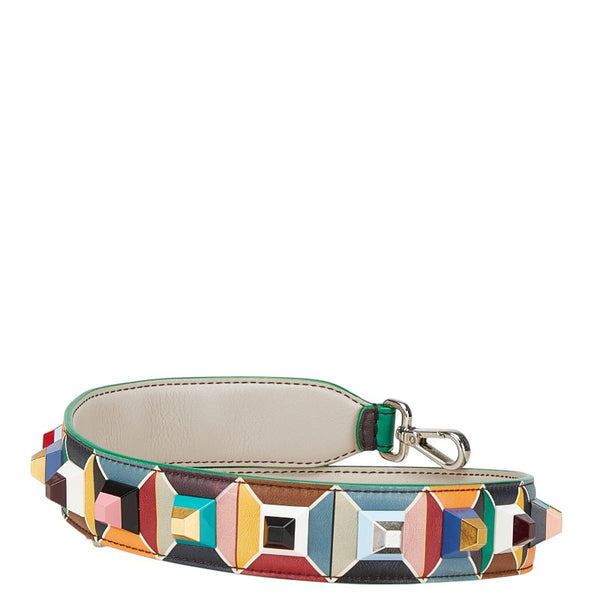 フェンディ ストラップユー スタッズ ショルダーストラップ マルチカラー レザー レディース FENDI 【中古】