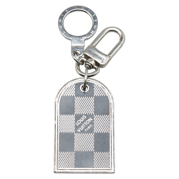 ルイ ヴィトン ダミエ ポルト クレ ポルト アドレス チャーム キーリング M65770 シルバー ブラック メタル メンズ LOUIS VUITTON 【中古】