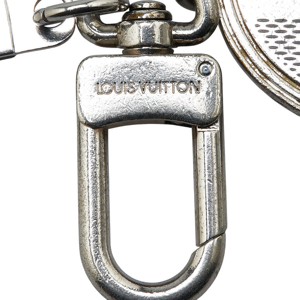 ルイ ヴィトン ダミエ ポルト クレ ポルト アドレス チャーム キーリング M65770 シルバー ブラック メタル メンズ LOUIS VUITTON 【中古】