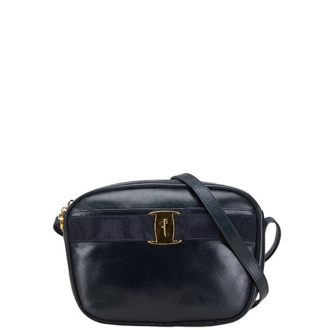 サルヴァトーレフェラガモ ヴァラ ショルダーバッグ ネイビー ゴールド レディース Salvatore Ferragamo 【中古】