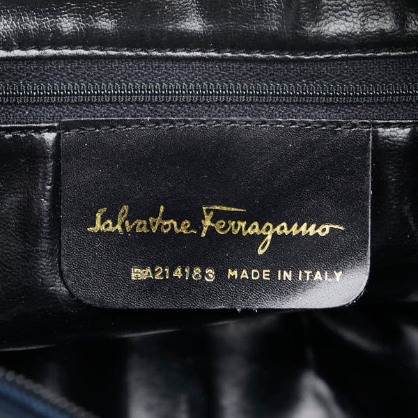 サルヴァトーレフェラガモ ヴァラ ショルダーバッグ ネイビー ゴールド レディース Salvatore Ferragamo 【中古】