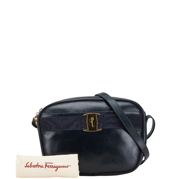 サルヴァトーレフェラガモ ヴァラ ショルダーバッグ ネイビー ゴールド レディース Salvatore Ferragamo 【中古】