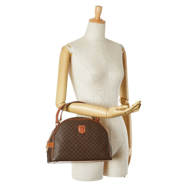 セリーヌ マカダム ハンドバッグ ブラウン PVC レザー レディース CELINE 【中古】