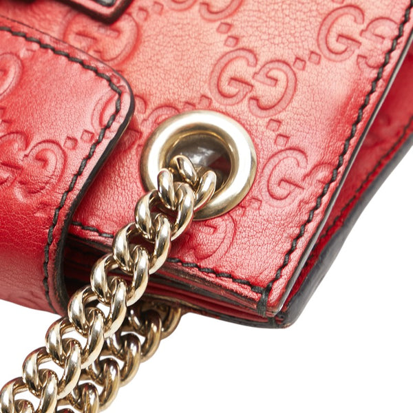 グッチ グッチシマ エミリー ホースビット チェーン ショルダーバッグ 369621 レッド レザー レディース GUCCI 【中古】