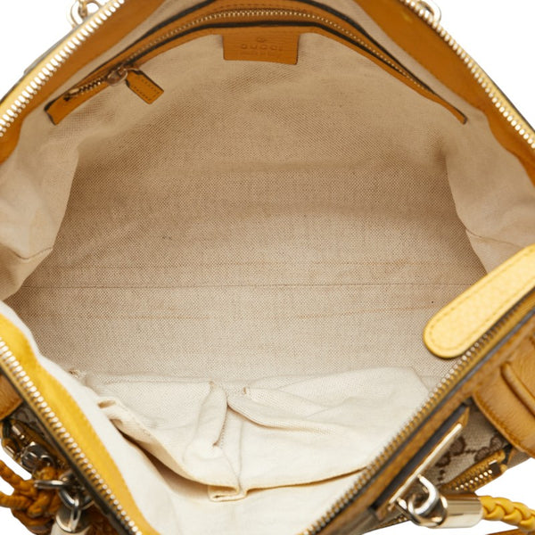 グッチ GGキャンバス ベラ バンブー ハンドバッグ ショルダーバッグ 2WAY 282300 ベージュ イエロー キャンバス レザー レディース GUCCI 【中古】