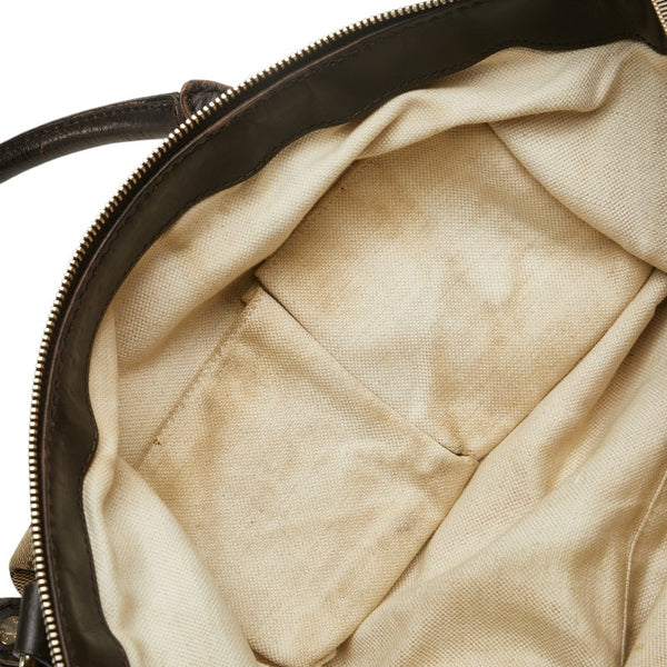 グッチ GGキャンバス トートバッグ ショルダーバッグ 285730 ベージュ ブラウン キャンバス レザー レディース GUCCI 【中古】