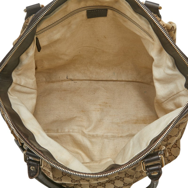 グッチ GGキャンバス トートバッグ ショルダーバッグ 285730 ベージュ ブラウン キャンバス レザー レディース GUCCI 【中古】