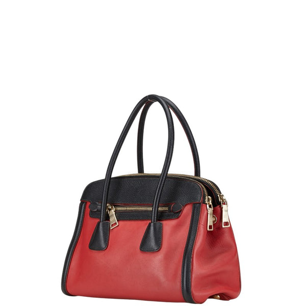プラダ サフィアーノ ハンドバッグ ショルダーバッグ 2WAY レッド ブラック レザー レディース PRADA 【中古】