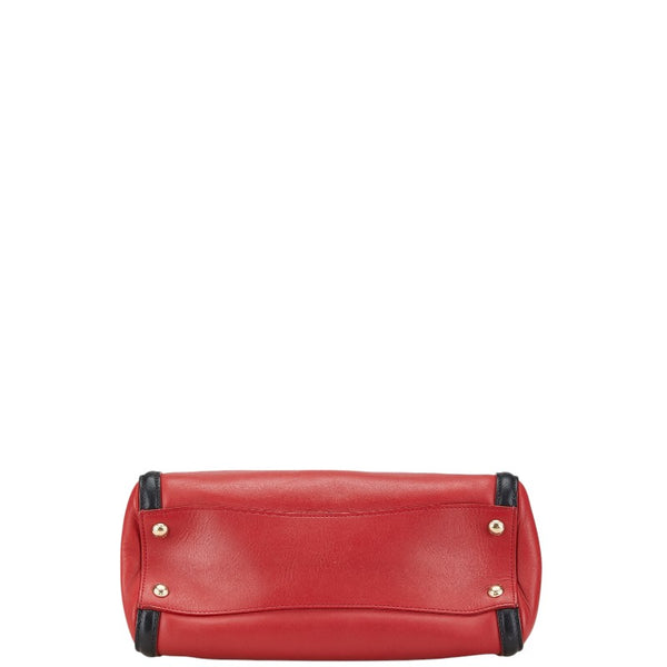 プラダ サフィアーノ ハンドバッグ ショルダーバッグ 2WAY レッド ブラック レザー レディース PRADA 【中古】