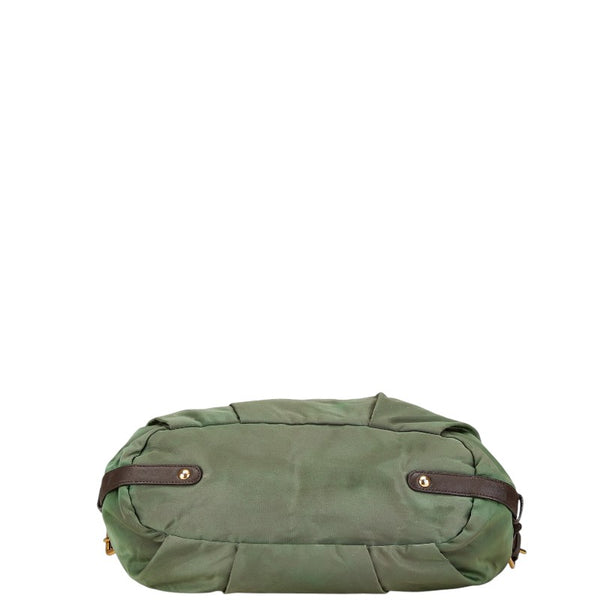 プラダ ロゴ ハンドバッグ トートバッグ ショルダーバッグ 2WAY カーキ ブラウン ナイロン レザー レディース PRADA 【中古】
