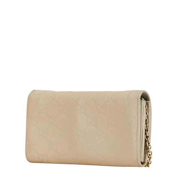 グッチ グッチシマ  チェーンウォレット 長財布 269541 ベージュ レザー レディース GUCCI 【中古】
