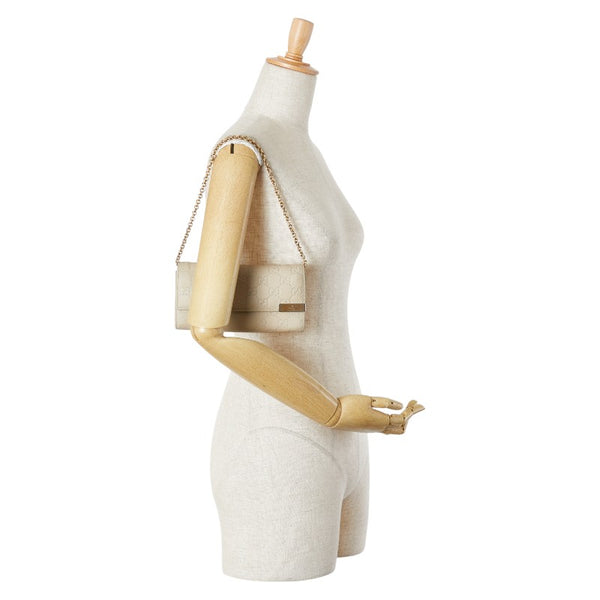 グッチ グッチシマ  チェーンウォレット 長財布 269541 ベージュ レザー レディース GUCCI 【中古】