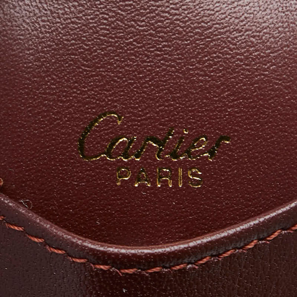 カルティエ ペンケース ワインレッド レザー レディース CARTIER 【中古】