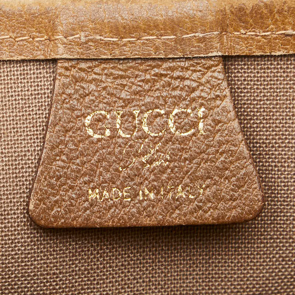 グッチ GGプラス オールドグッチ シェリーライン ハンドバッグ トートバッグ ブラウン PVC レザー レディース GUCCI 【中古】