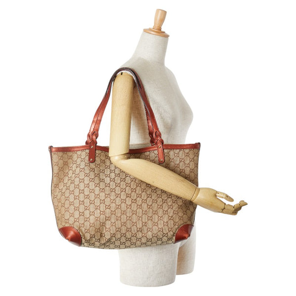 グッチ GGキャンバス トートバッグ ショルダーバッグ 247209 ベージュ オレンジ キャンバス レザー レディース GUCCI 【中古】
