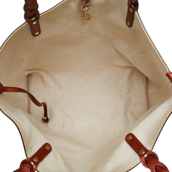 グッチ GGキャンバス トートバッグ ショルダーバッグ 247209 ベージュ オレンジ キャンバス レザー レディース GUCCI 【中古】