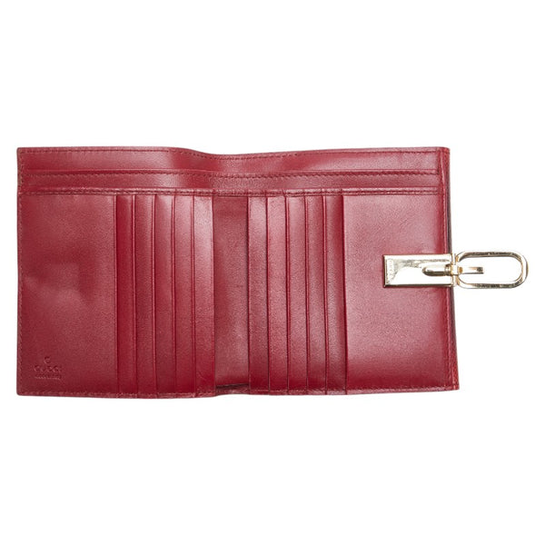 グッチ パイソン 二つ折り財布 ワインレッド レザー レディース GUCCI 【中古】