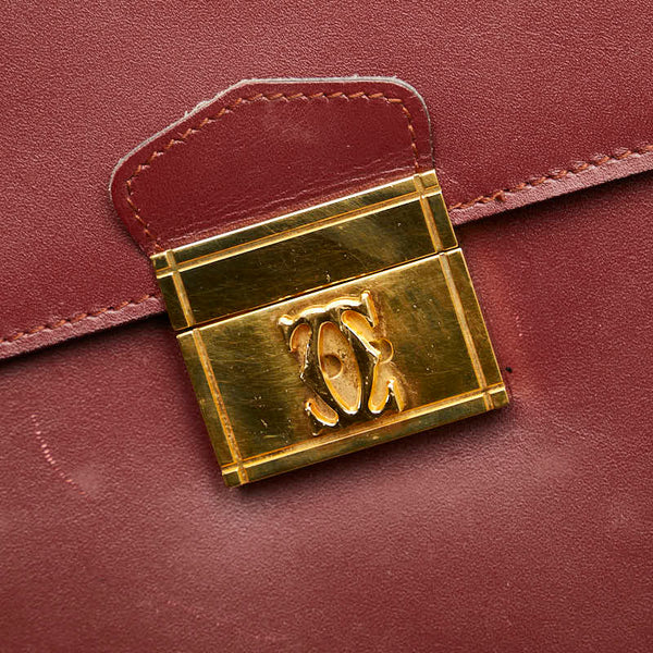 カルティエ マストライン ビジネスバッグ ブリーフケース ボルドー ワインレッド レザー レディース CARTIER 【中古】