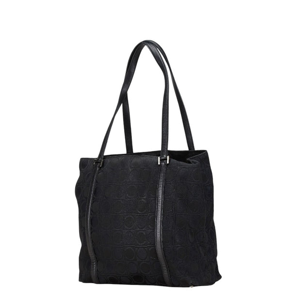 サルヴァトーレフェラガモ ガンチーニ柄 トートバッグ ショルダーバッグ BA-21 1261 ブラック キャンバス レザー レディース Salvatore Ferragamo 【中古】