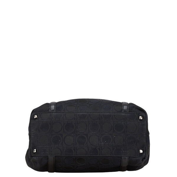 サルヴァトーレフェラガモ ガンチーニ柄 トートバッグ ショルダーバッグ BA-21 1261 ブラック キャンバス レザー レディース Salvatore Ferragamo 【中古】