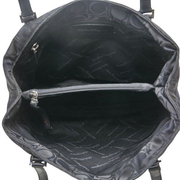 サルヴァトーレフェラガモ ガンチーニ柄 トートバッグ ショルダーバッグ BA-21 1261 ブラック キャンバス レザー レディース Salvatore Ferragamo 【中古】