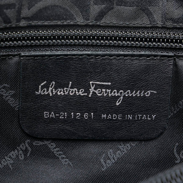 サルヴァトーレフェラガモ ガンチーニ柄 トートバッグ ショルダーバッグ BA-21 1261 ブラック キャンバス レザー レディース Salvatore Ferragamo 【中古】