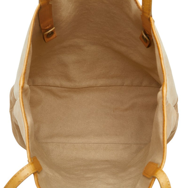 バーバリー ロゴ ハンドバッグ トートバッグ ベージュ ブラウン キャンバス レザー レディース BURBERRY 【中古】