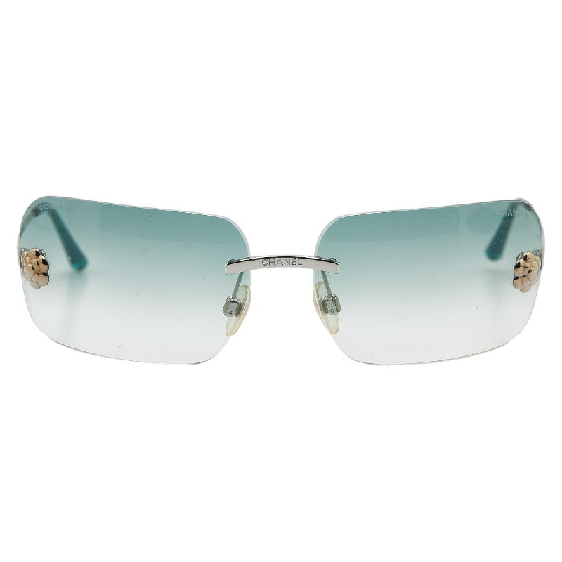 シャネル カメリア サングラス ライトグリーン シルバー プラスチック レディース CHANEL 【中古】