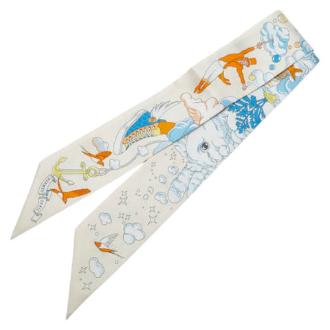 エルメス ツイリー SUR MON NUAGE 私の雲 スカーフ ホワイト マルチカラー シルク レディース HERMES 【中古】