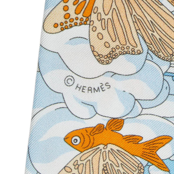 エルメス ツイリー SUR MON NUAGE 私の雲 スカーフ ホワイト マルチカラー シルク レディース HERMES 【中古】