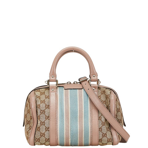 グッチ GGキャンバス ミニボストンバッグ ショルダーバッグ 2WAY 269876 ピンク ベージュ キャンバス レザー レディース GUCCI 【中古】