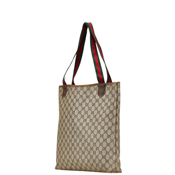 グッチ オールドグッチ GGスプリーム シェリーライン トートバッグ 39.02.003 ベージュ ブラウン PVC レザー レディース GUCCI 【中古】