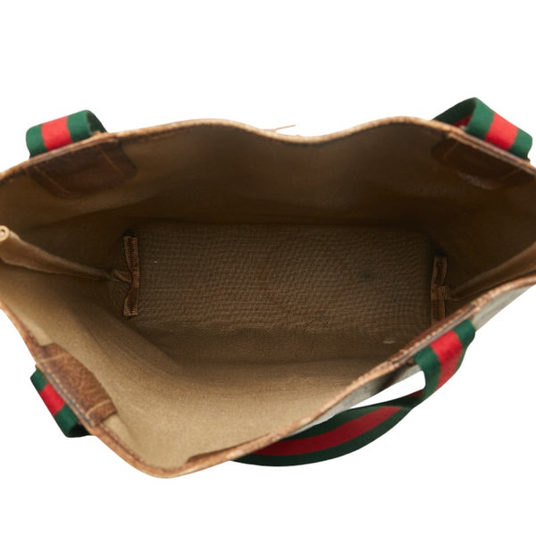 グッチ オールドグッチ GGスプリーム シェリーライン トートバッグ 39.02.003 ベージュ ブラウン PVC レザー レディース GUCCI 【中古】