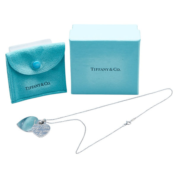 ティファニー ノーツ ダブルハート ネックレス SV925 シルバー レディース TIFFANY&Co. 【中古】