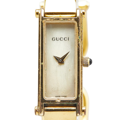 グッチ 腕時計 バングルウォッチ 1500L クオーツ ホワイト文字盤 ステンレススチール レディース GUCCI 【中古】