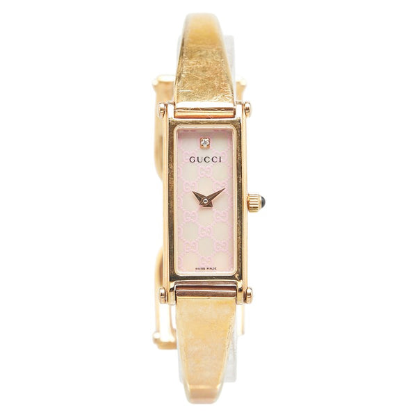 グッチ 1Pダイヤ 腕時計 バングルウォッチ 1500L クオーツ ホワイト文字盤 ステンレススチール レディース GUCCI 【中古】
