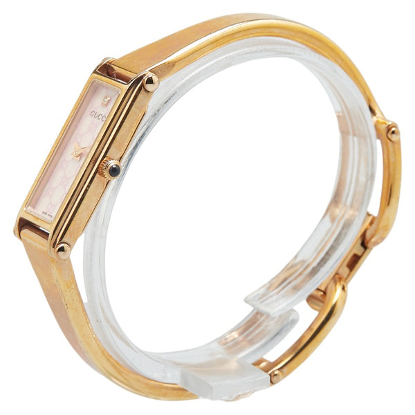 グッチ 1Pダイヤ 腕時計 バングルウォッチ 1500L クオーツ ホワイト文字盤 ステンレススチール レディース GUCCI 【中古】