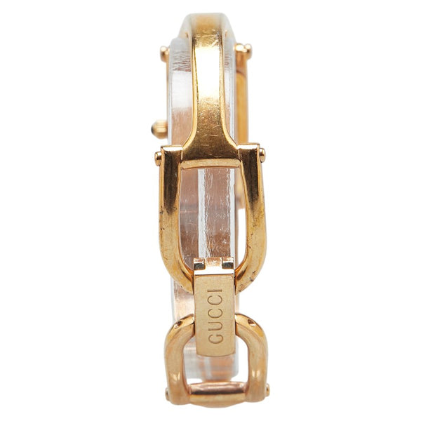 グッチ 1Pダイヤ 腕時計 バングルウォッチ 1500L クオーツ ホワイト文字盤 ステンレススチール レディース GUCCI 【中古】