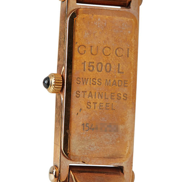 グッチ 1Pダイヤ 腕時計 バングルウォッチ 1500L クオーツ ホワイト文字盤 ステンレススチール レディース GUCCI 【中古】