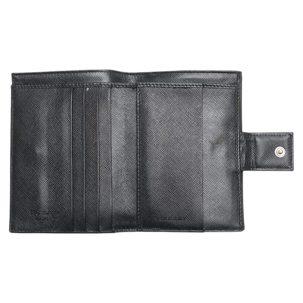 プラダ 三角ロゴプレート 二つ折り財布 ブラック ナイロン レディース PRADA 【中古】