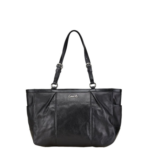 コーチ イーストウエスト トートバッグ ショルダーバッグ F17722 ブラック レザー レディース COACH 【中古】