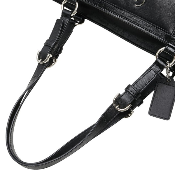 コーチ イーストウエスト トートバッグ ショルダーバッグ F17722 ブラック レザー レディース COACH 【中古】