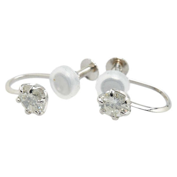 Pt900 プラチナ ダイヤ0.70ct ネジ式 イヤリング レディース 【中古】