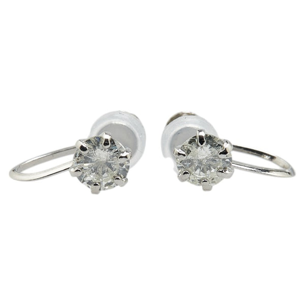 Pt900 プラチナ ダイヤ0.70ct ネジ式 イヤリング レディース 【中古】