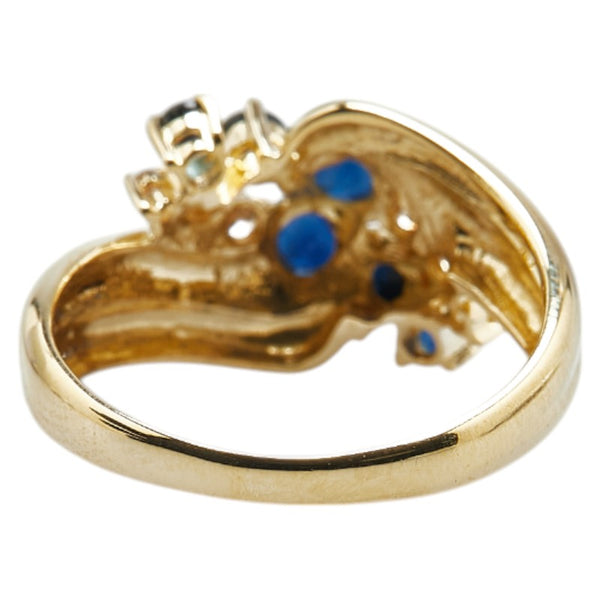 K18YG イエローゴールド サファイア0.70ct ダイヤ0.11ct リング 指輪 レディース 11号 【中古】