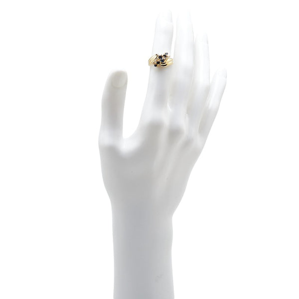 K18YG イエローゴールド サファイア0.70ct ダイヤ0.11ct リング 指輪 レディース 11号 【中古】