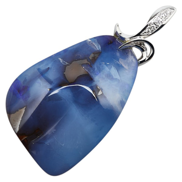 K18WG ホワイトゴールド ボルダーオパール42.11ct ダイヤ0.07ct ペンダントトップ レディース 【中古】